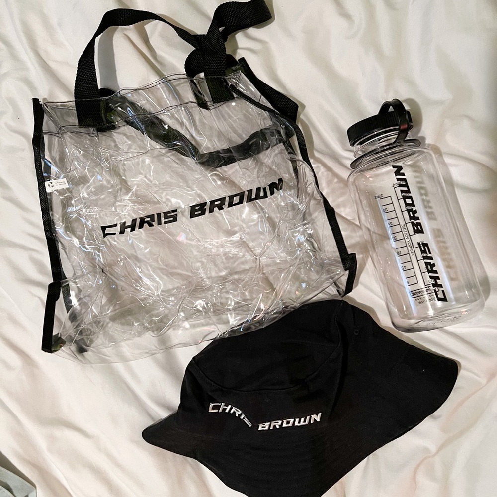 Chris Brown Tour Merch ( Water bottle, Tote, Bucket hat)